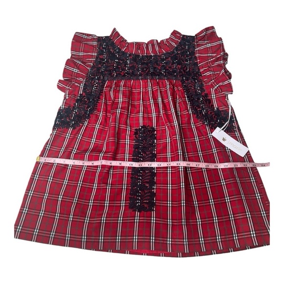 J. Marie Red Tartan Rayna Plaid Ruffle Neck Embroidery Top NEW Size M Holidays - Picture 8 of 12